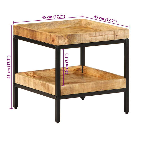 Beistelltisch mit Regal Mango Massivholz Braun