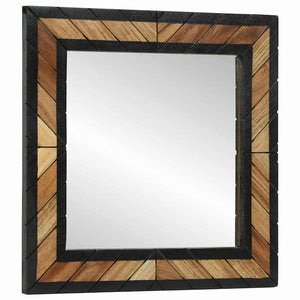 Wandspiegel Schwarz Braun 50x50cm Akazie Massivholz