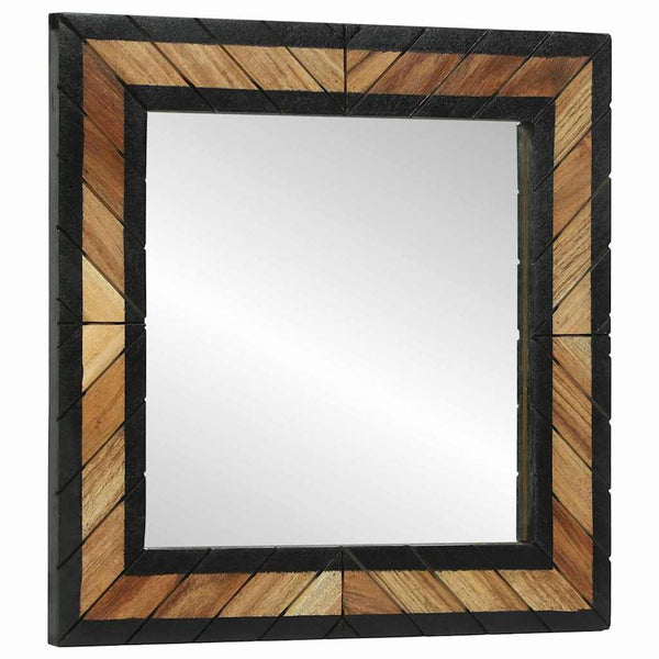 Wandspiegel Schwarz Braun 50x50cm Akazie Massivholz