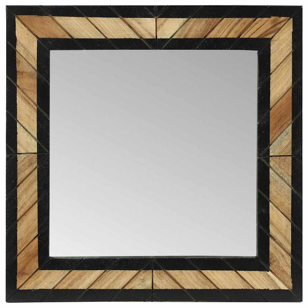Wandspiegel Schwarz Braun 50x50cm Akazie Massivholz