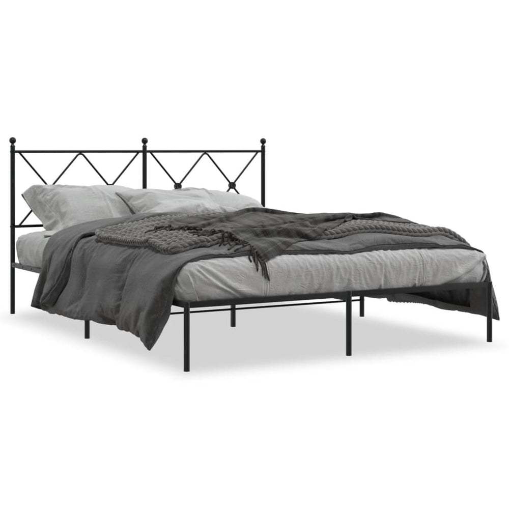 vidaXL Cadre de lit avec tête de lit Métal Noir 160x200 cm