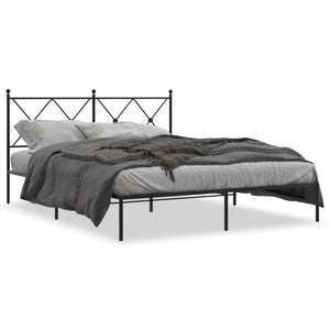 Bettgestell Metall Schwarz 160x200 cm mit Kopfteil