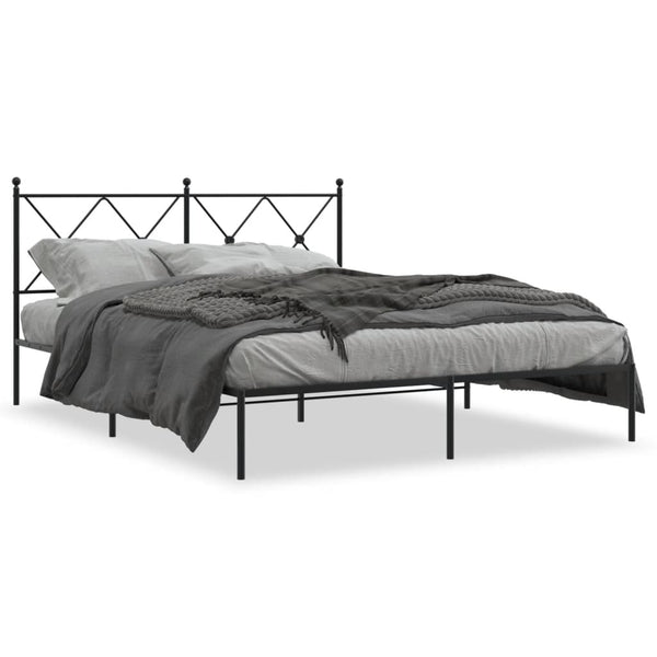 Bettgestell Metall Schwarz 160x200 cm mit Kopfteil