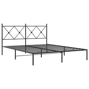 Bettgestell Metall Schwarz 160x200 cm mit Kopfteil