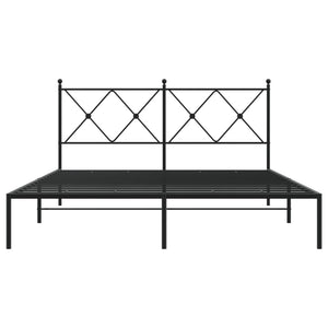 Bettgestell Metall Schwarz 160x200 cm mit Kopfteil