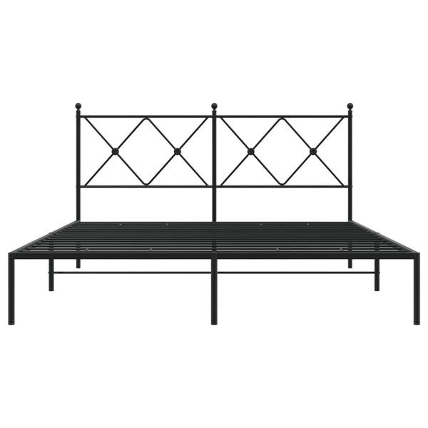 Bettgestell Metall Schwarz 160x200 cm mit Kopfteil