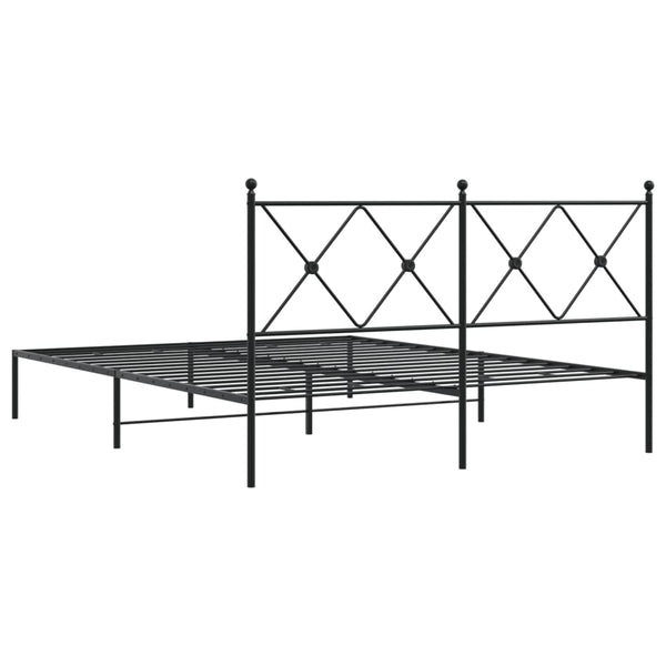 Bettgestell Metall Schwarz 160x200 cm mit Kopfteil