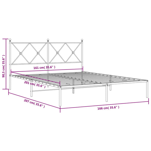 Bettgestell Metall Schwarz 160x200 cm mit Kopfteil