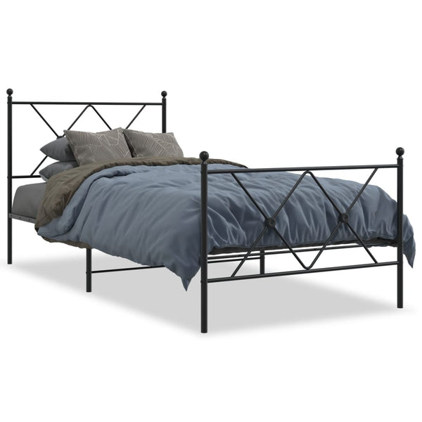 Metall Bettgestell Schwarz 90x190 cm
