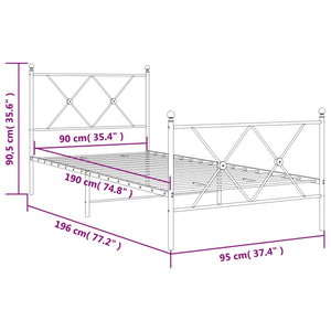 Metall Bettgestell Schwarz 90x190 cm