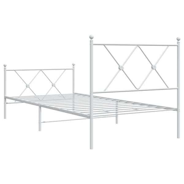 Metall Bettgestell Weiß 90x190 cm