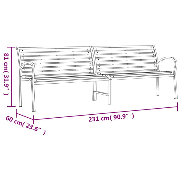 Doppel-Gartenbank Schwarz 231 cm