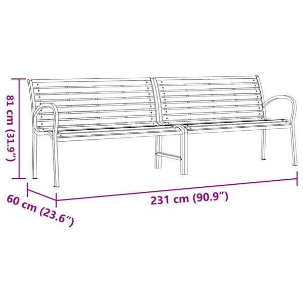 Gartenbank Braun 231 cm Holz & Stahl