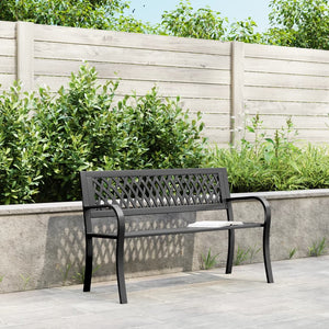 Schwarze Gartenbank Stahl 120 cm