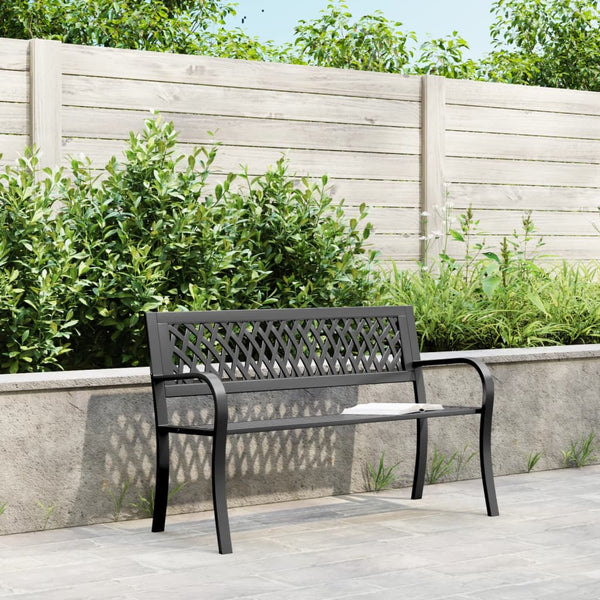 Schwarze Gartenbank Stahl 120 cm