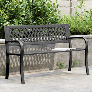 Schwarze Gartenbank Stahl 120 cm