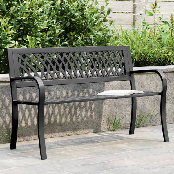 Schwarze Gartenbank Stahl 120 cm