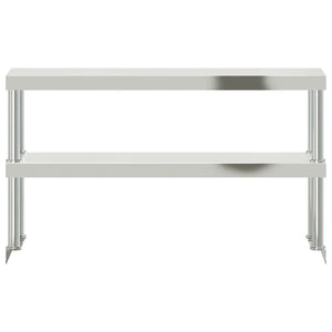 vidaXL Planche à poser pour table de cuisine 2 étagères 110x30x65 cm Acier inoxydable
