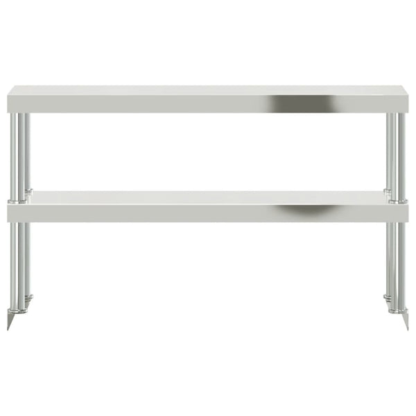 vidaXL Planche à poser pour table de cuisine 2 étagères 110x30x65 cm Acier inoxydable