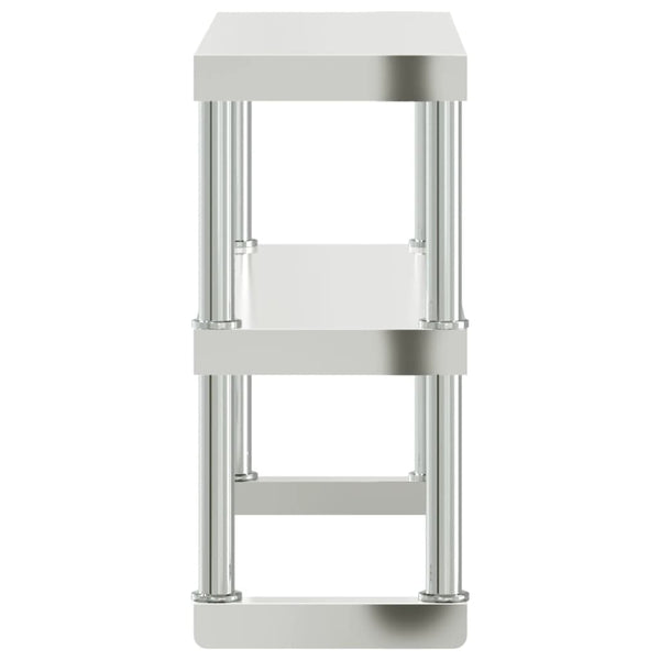 vidaXL Planche à poser pour table de cuisine 2 étagères 110x30x65 cm Acier inoxydable