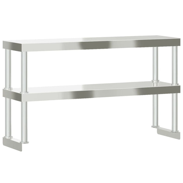 vidaXL Planche à poser pour table de cuisine 2 étagères 110x30x65 cm Acier inoxydable