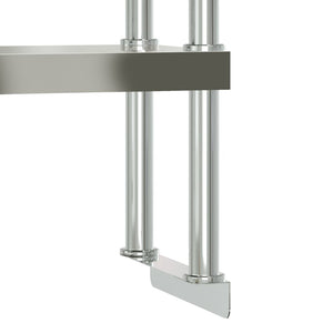 vidaXL Planche à poser pour table de cuisine 2 étagères 110x30x65 cm Acier inoxydable