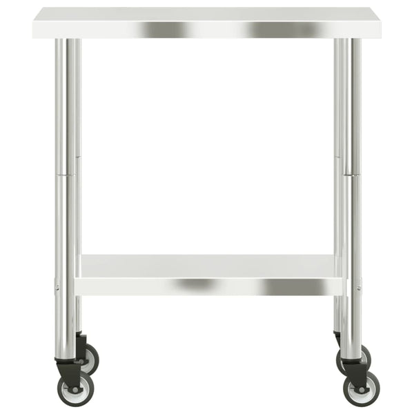 Edelstahl Küchenarbeitstisch mit Rollen, 82,5 cm