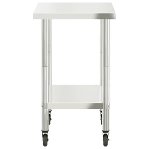 Edelstahl Küchenarbeitstisch mit Rollen, 82,5 cm