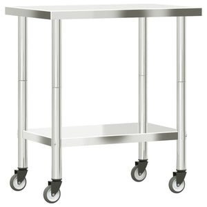 Edelstahl Küchenarbeitstisch mit Rollen, 82,5 cm