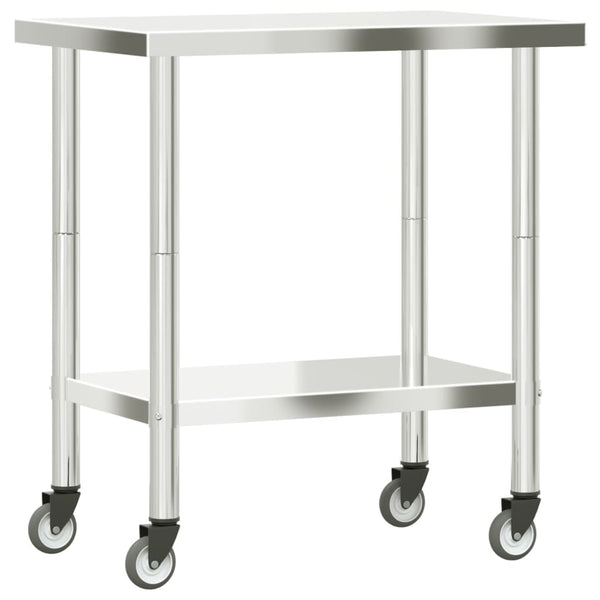 Edelstahl Küchenarbeitstisch mit Rollen, 82,5 cm
