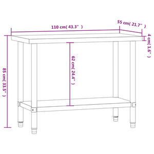 Edelstahl Küchentisch Arbeitstisch 110 cm