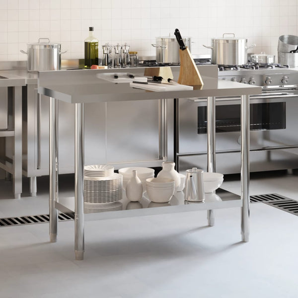 Edelstahl Küchentisch mit Aufkantung 110 cm
