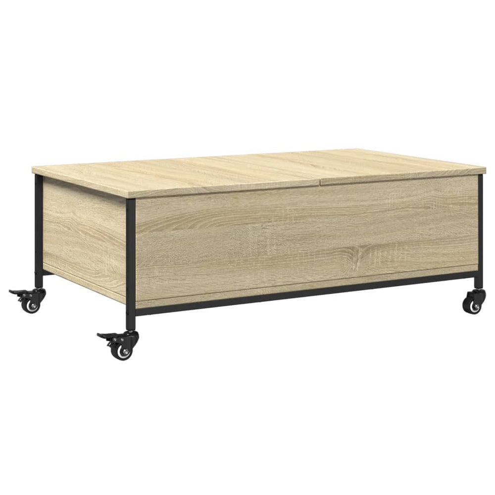 vidaXL Coffee Table with Wheels Sonoma Oak 91x55x34 cm Engineered Wood