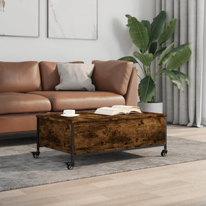 Couchtisch Räuchereiche mit Rollen 91x55 cm