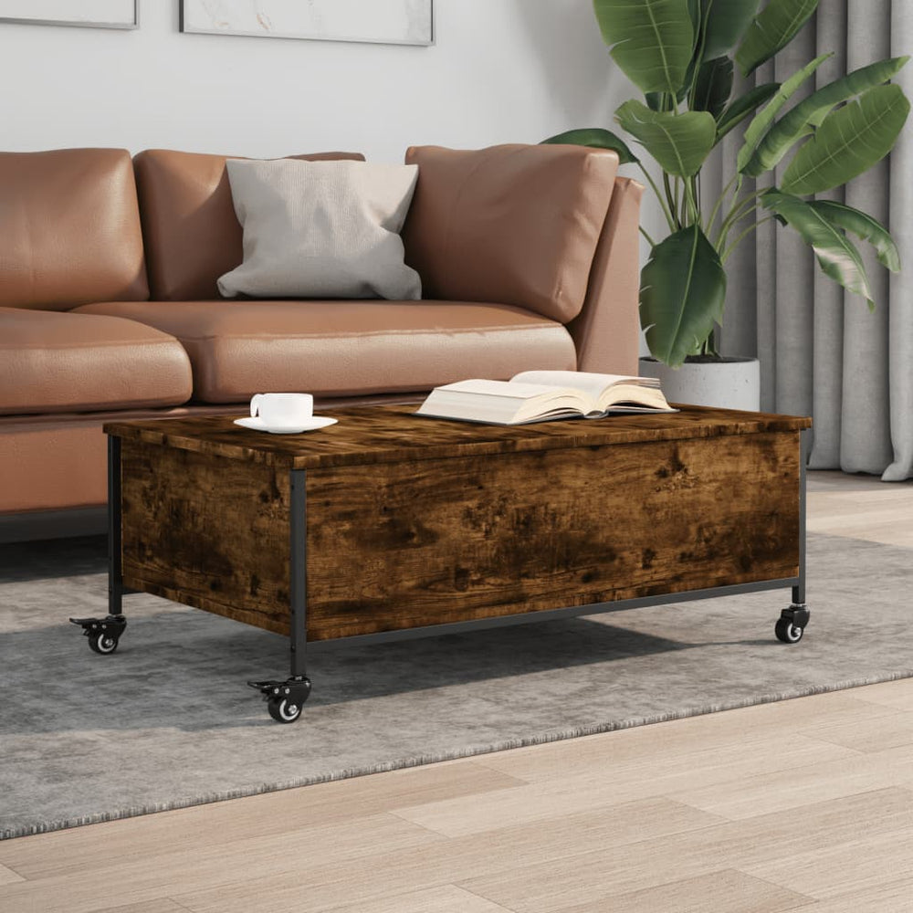 Couchtisch Räuchereiche mit Rollen 91x55 cm