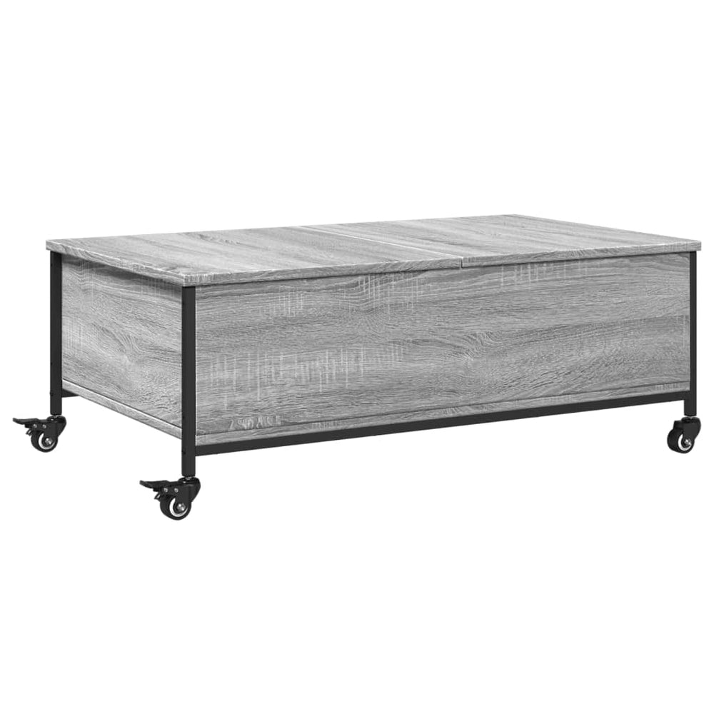vidaXL Coffee Table with Wheels Sonoma Grey 91x55x34 cm Engineered Wood