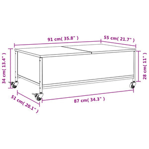Couchtisch Braun Eiche mit Rollen