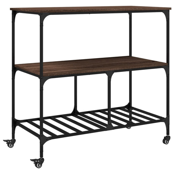 Küchenwagen Braun Eichenoptik 100x50x95 cm