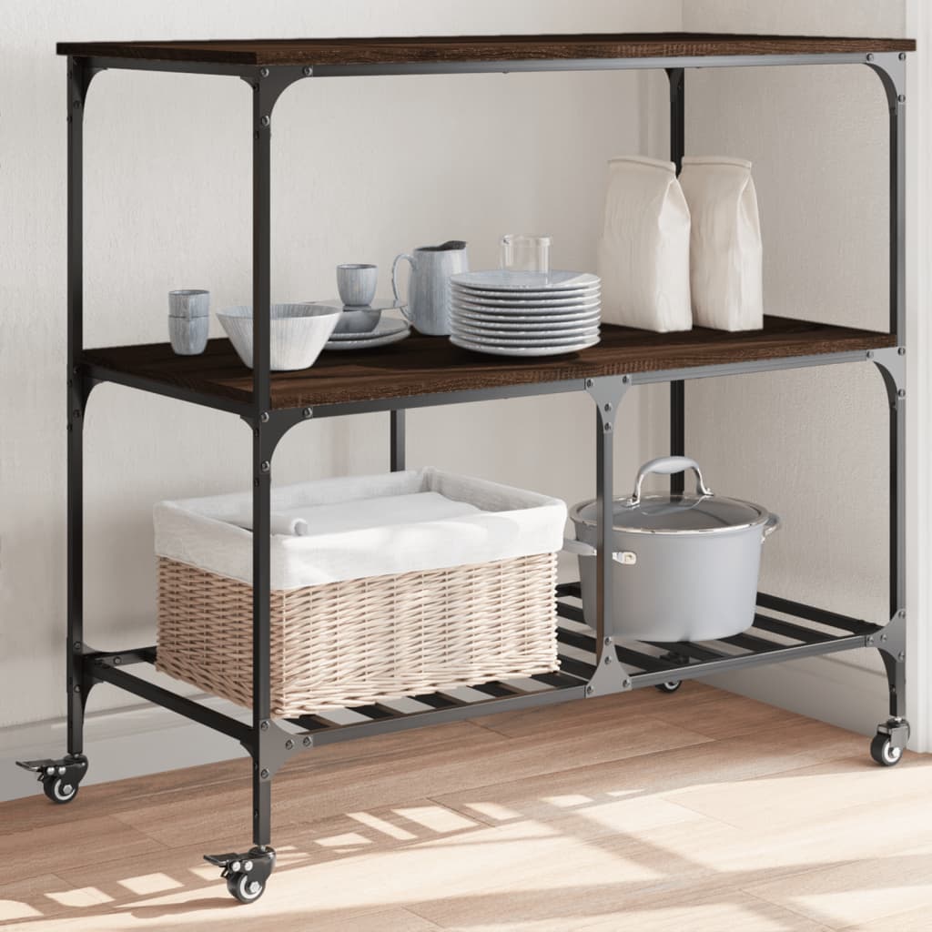Küchenwagen Braun Eichenoptik 100x50x95 cm