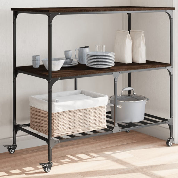 Küchenwagen Braun Eichenoptik 100x50x95 cm