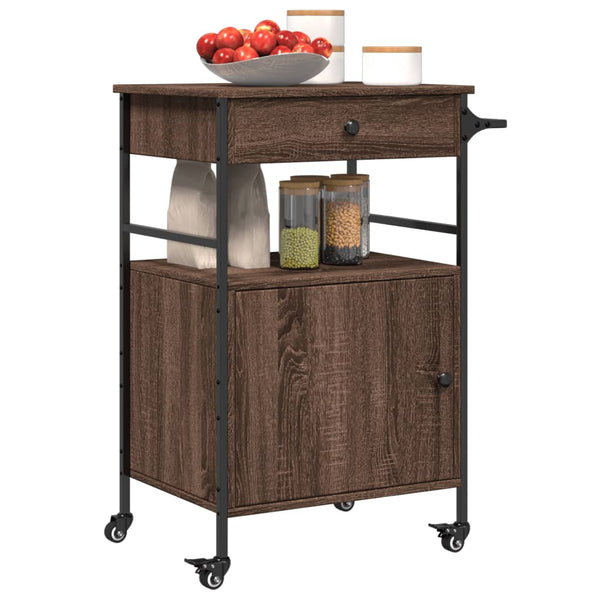 Küchenwagen Braun Eichenoptik 56x43x89,5 cm