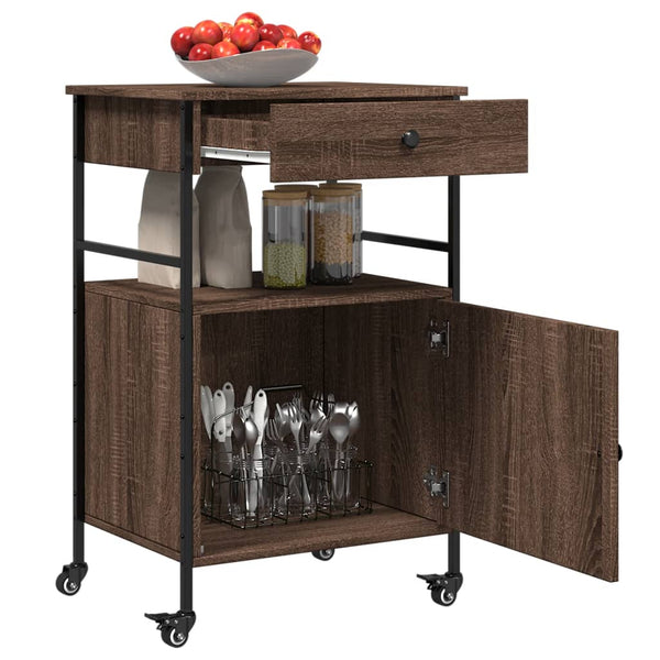 Küchenwagen Braun Eichenoptik 56x43x89,5 cm