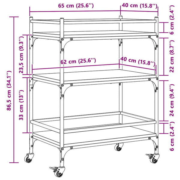 Küchenwagen Grau Sonoma 65x40x86,5 cm