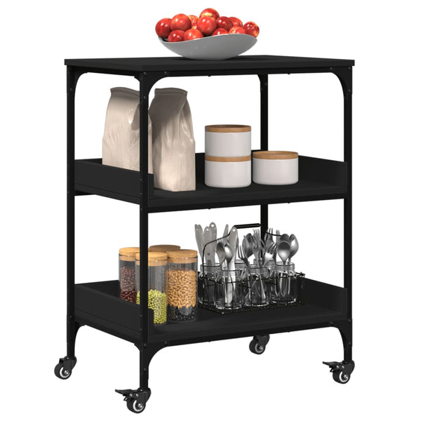Schwarzer Küchenwagen 60x41x80,5 cm