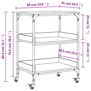 Küchenwagen Grau Sonoma 60x41x80,5 cm