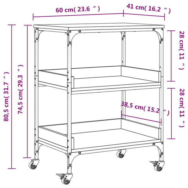 Küchenwagen Grau Sonoma 60x41x80,5 cm
