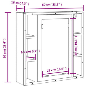 Schwarzer Bad Spiegelschrank 60 cm