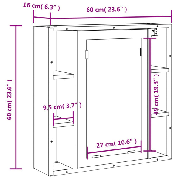 Bad-Spiegelschrank Räuchereiche 60 cm