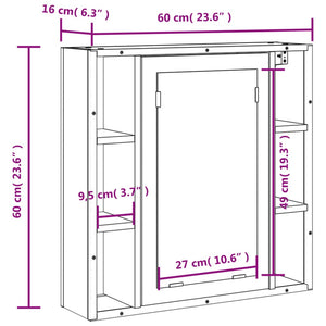 Bad Spiegelschrank Grau Sonoma 60 cm