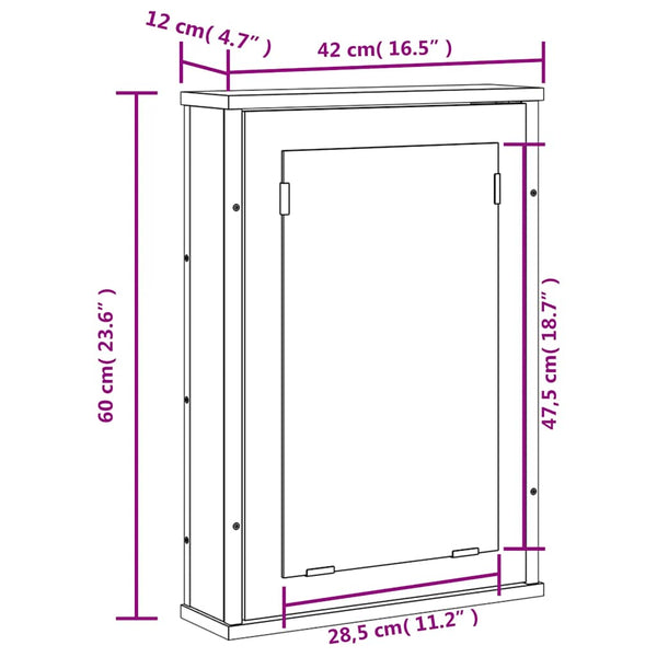 Schwarzer Bad-Spiegelschrank 42x60 cm